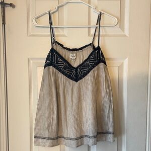 American Eagle Striped Spaghetti Strap Top with Lace Detail